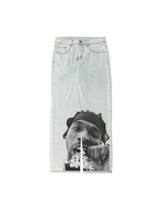 Pop Smoke Artistic Print Jeans Man