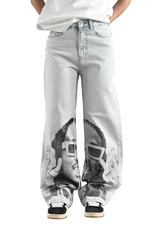Quavo Artistic Print Jeans Woman
