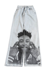 21 Savage Artistic Print Jeans Woman