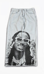 Quavo Artistic Print Jeans Man