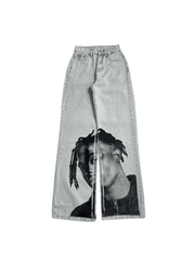 Playboi Carti Artistic Print Jeans Woman