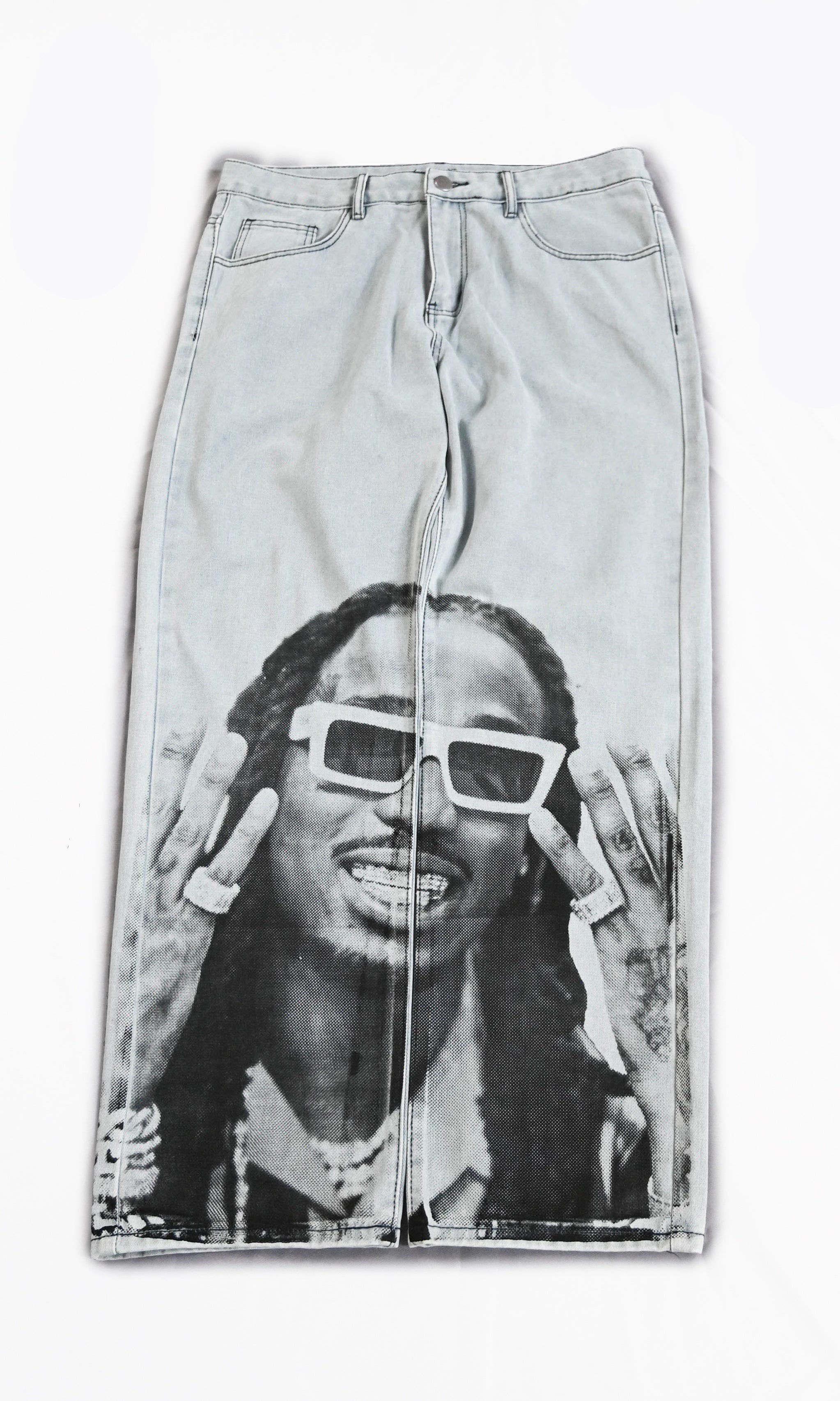 Quavo Artistic Print Jeans Man